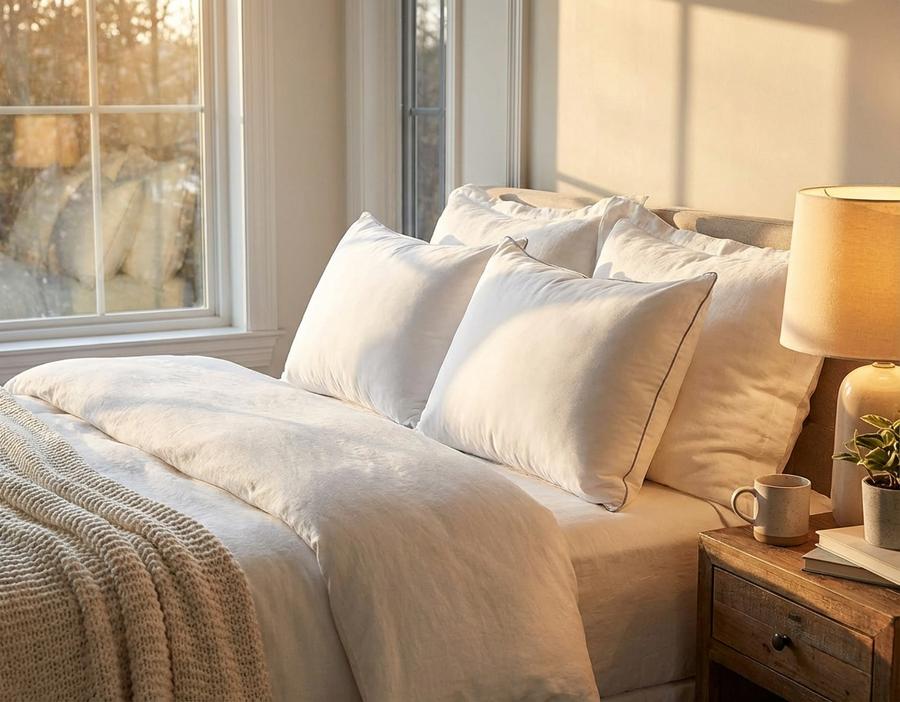 HIMOON pillows in cozy morning bedroom setting